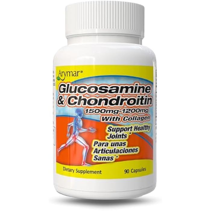 Arymar Glucosamine 1500 mg and Chondroitin 1200 mg with Collagen – Joint Health Supplement – 90 Capsules - Image 1