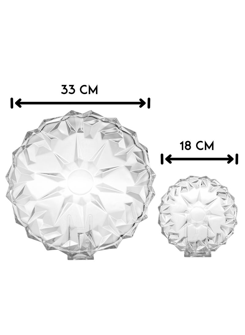 Delisoga A set of multi-use service plates for desserts, fruits, and all servings, consisting of 6 small plates and 1 large plate Clear 33 cm  - Image 3