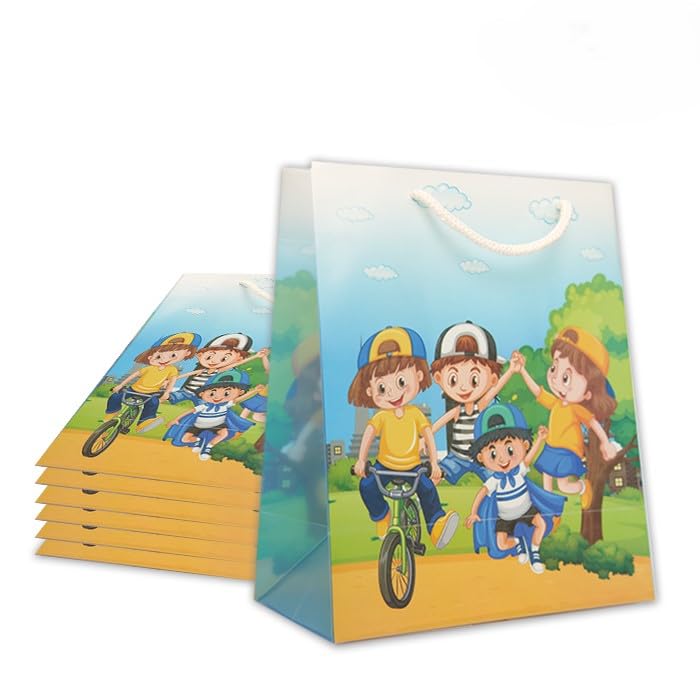 ARTEK Premium Play Group Kids Gift Bags - (Pack of 10) | Eco-Friendly Polypropylene Return Gift Bags | Non-Tearable & Waterproof | Ideal for Return Gifts - 9 X 4 x 7.5 inch - Image 1