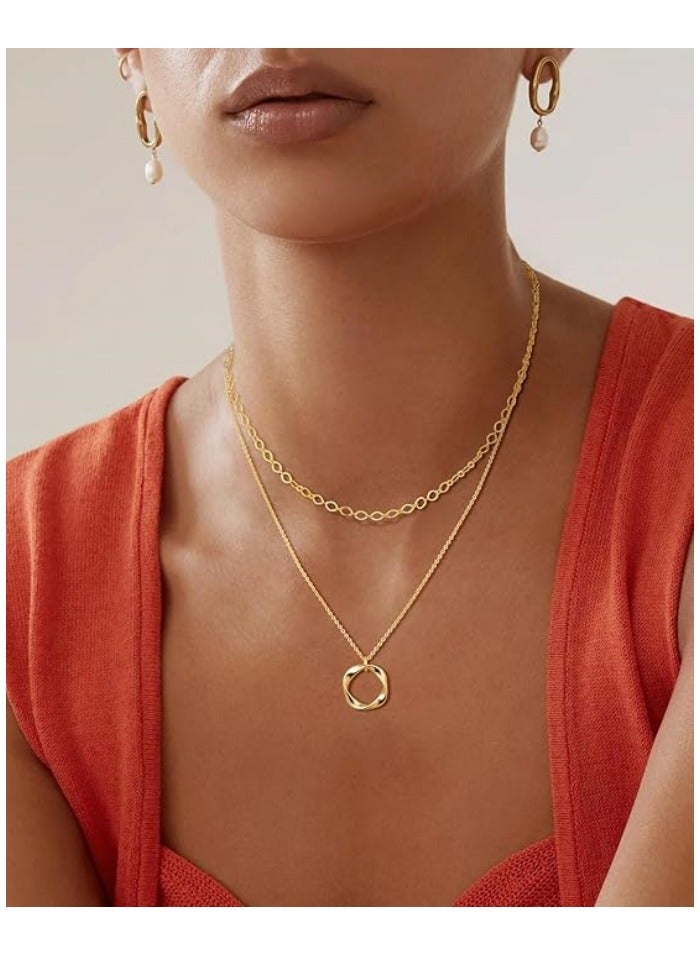 Layered Gold Necklaces for Women, Stackable Dainty 14K Real Gold Plated/Silver Chain Necklace Layering Beach Cute Fashion Pendant Choker Necklaces Trendy Jewelry Set Gifts for Women Teen Girls  - Image 5