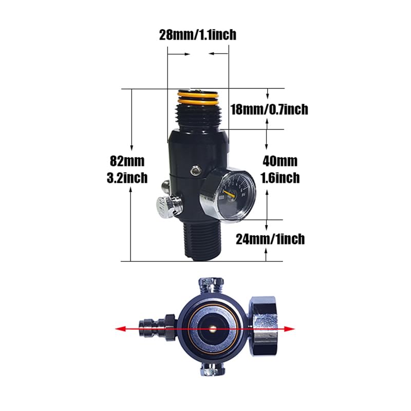 Aopkeo HPA Regulator Valve for Paintball Airsoft PCP Compressed Air CO2 Nitrogen Cylinder Tank Bottle 4500psi Input, Output 800psi 1800psi 2200psi (Ouput 800psi M18*1.5) - Image 3