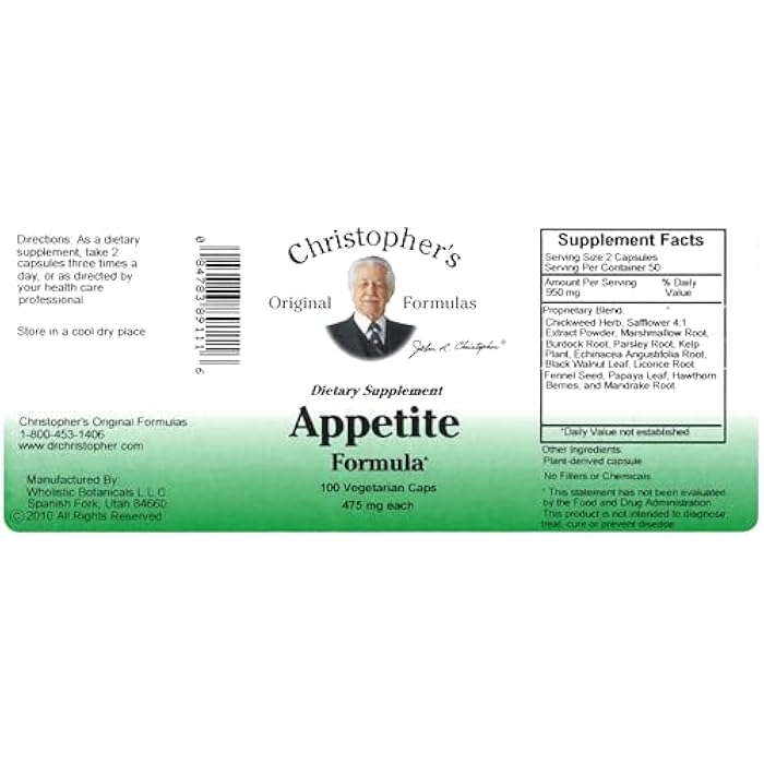 Christopher's Original Formulas Appetite Formula - 100 Capsules, Natural Herbal Blend for Appetite and Digestive Balance - Image 3
