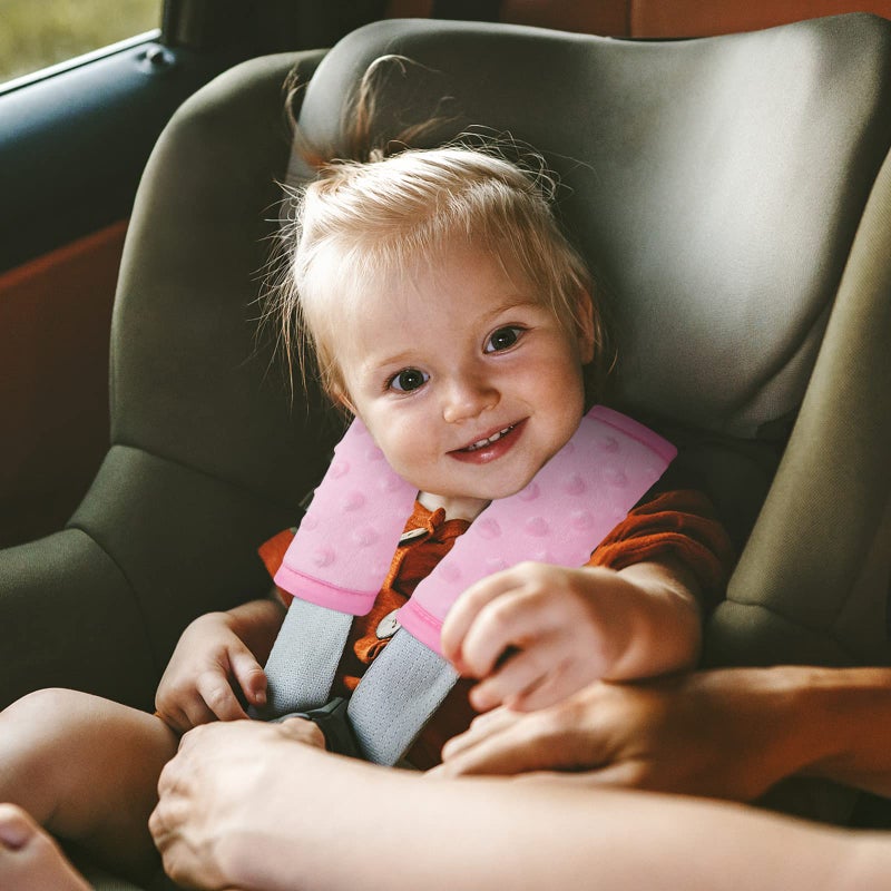 Pro Goleem Car Seat Strap Covers for Babies Girl Soft Car Seat Strap Shoulder Pads for All Car Seats, Stroller, Pushcar, Pink - Image 2