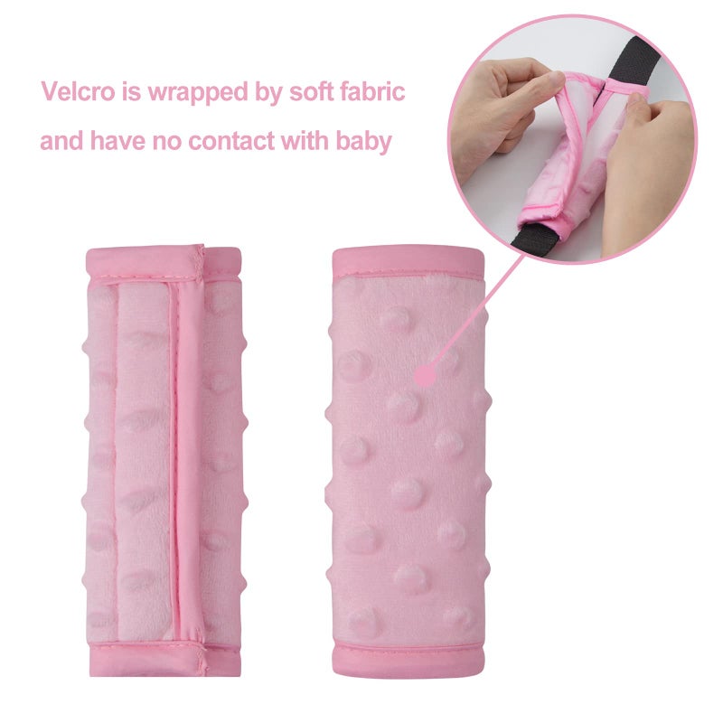 Pro Goleem Car Seat Strap Covers for Babies Girl Soft Car Seat Strap Shoulder Pads for All Car Seats, Stroller, Pushcar, Pink - Image 5