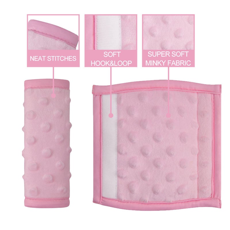 Pro Goleem Car Seat Strap Covers for Babies Girl Soft Car Seat Strap Shoulder Pads for All Car Seats, Stroller, Pushcar, Pink - Image 4