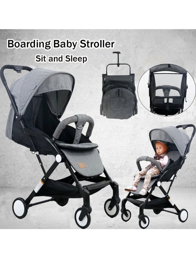 Lightweight Compact Baby Stroller Pram Easy Fold Travel Carry On Plane, Grey - Image 4