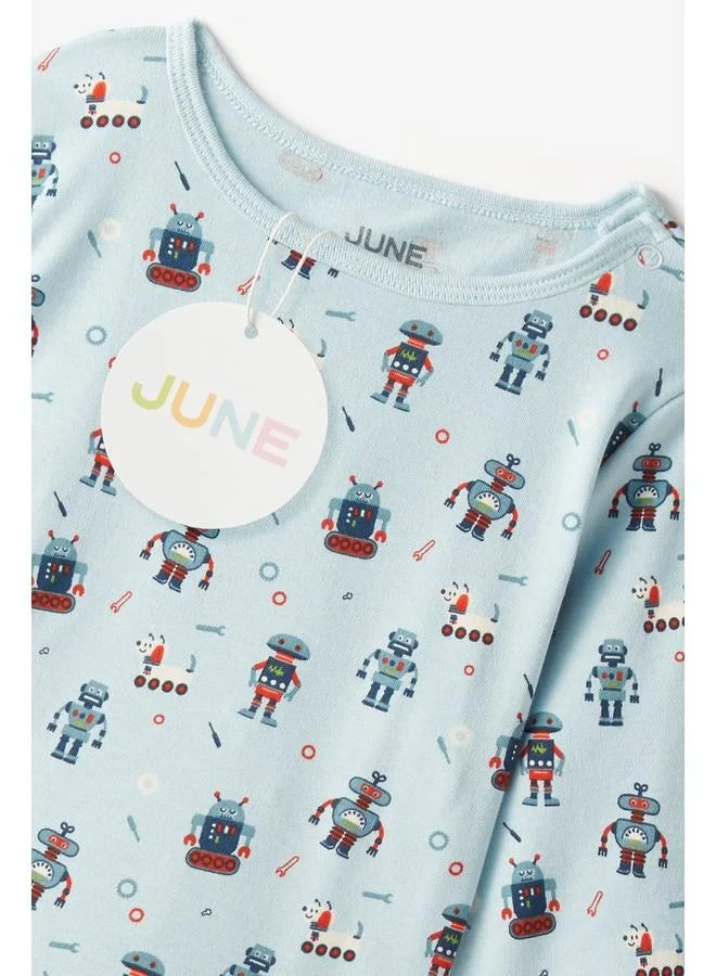 جون طقم بيجامة منقوشة على شكل روبوت عضوي من June
