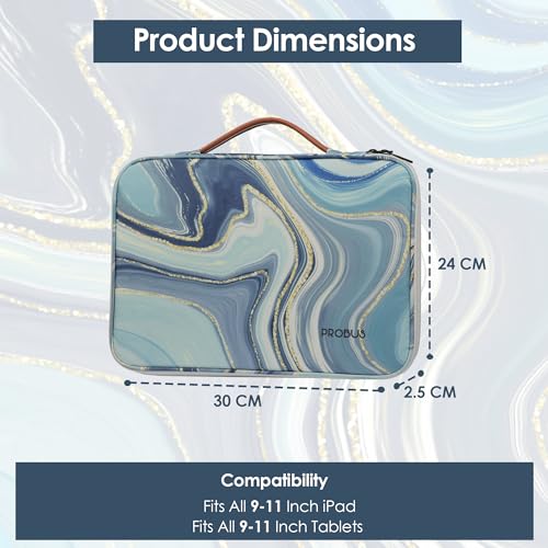 Probus Printed Canvas Tablet Sleeve Case Cover Compatible for iPad 10.2/iPad 10.9/Pro 11/iPad 9.7/Lenovo Tab/Galaxy Tab S9/Oppo Pad Air/Realme Pad X/Xiaomi pad 5/Redmi Pad Tablets (Gilt Marble) - Image 2