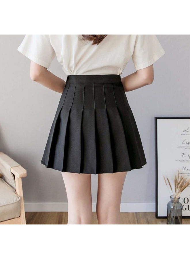 Apriddeo Girls Women High Waisted Pleated Skirt Plain Plaid A-line Mini Skirt Skater Tennis School Uniform Skirts Lining Shorts - Image 2