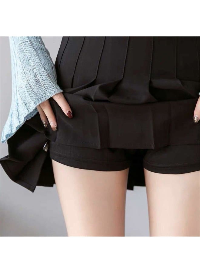 Apriddeo Girls Women High Waisted Pleated Skirt Plain Plaid A-line Mini Skirt Skater Tennis School Uniform Skirts Lining Shorts - Image 4