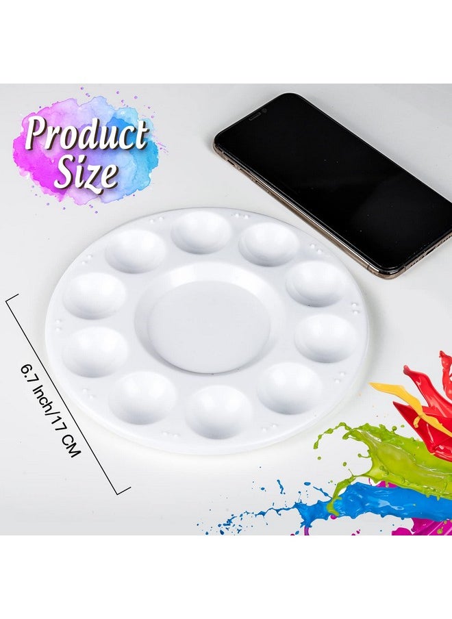 FANDAMEI - Round Paint Palette Tray Paint Tray Palettes Plastic Paint Tray Palette Paint Trays For Kids Paint Pallets With 10 Wells For Adults & Kids For Painting Or Diy Craft Class White 2 Pcs - Image 1