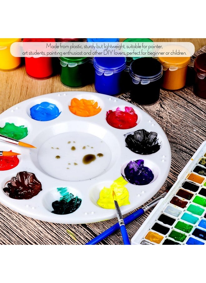 FANDAMEI - Round Paint Palette Tray Paint Tray Palettes Plastic Paint Tray Palette Paint Trays For Kids Paint Pallets With 10 Wells For Adults & Kids For Painting Or Diy Craft Class White 2 Pcs - Image 1