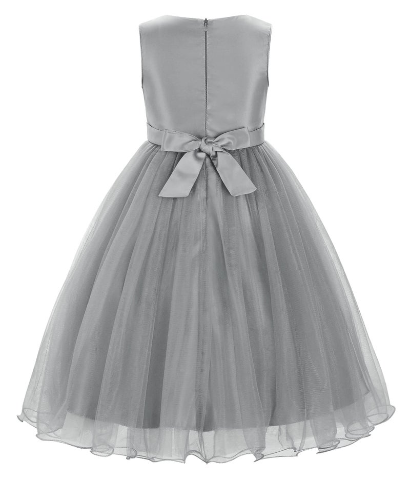 Uhnice Sequin Sleeveless Tulle Mesh Flower Girl Party Dress (7, Sliver Grey) - Image 2