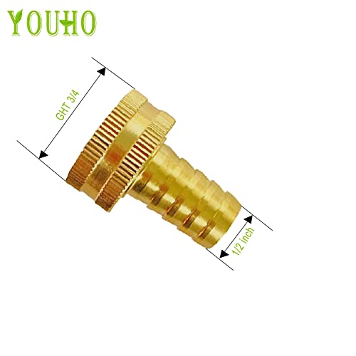 YOUHO Garden Hose Adapter 1/2" Drip Irrigation Tubing to Faucet - Reusable Connector Fittings for Most Rain Bird, Orbit, Dig, Toro 1/2" Tubing x 3/4 GHT Garden Extension Repair Fitting - Image 2