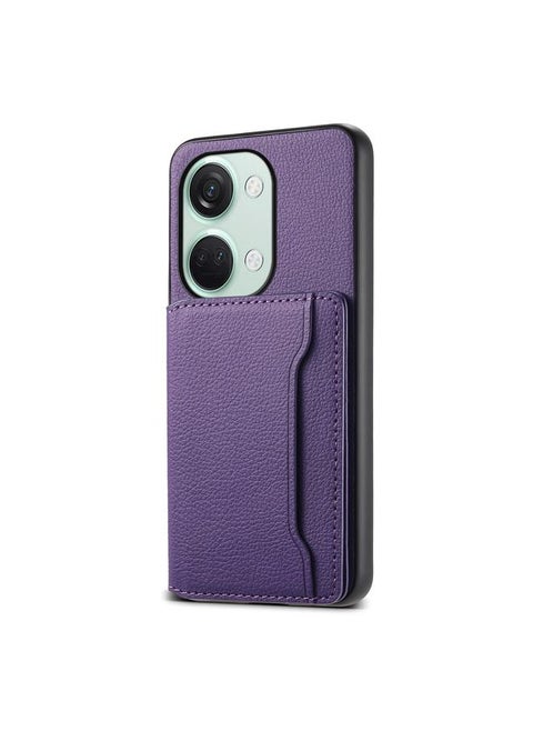 For OnePlus Ace 2V Calf Texture Card Bag Design Full Coverage Phone Case(Purple)