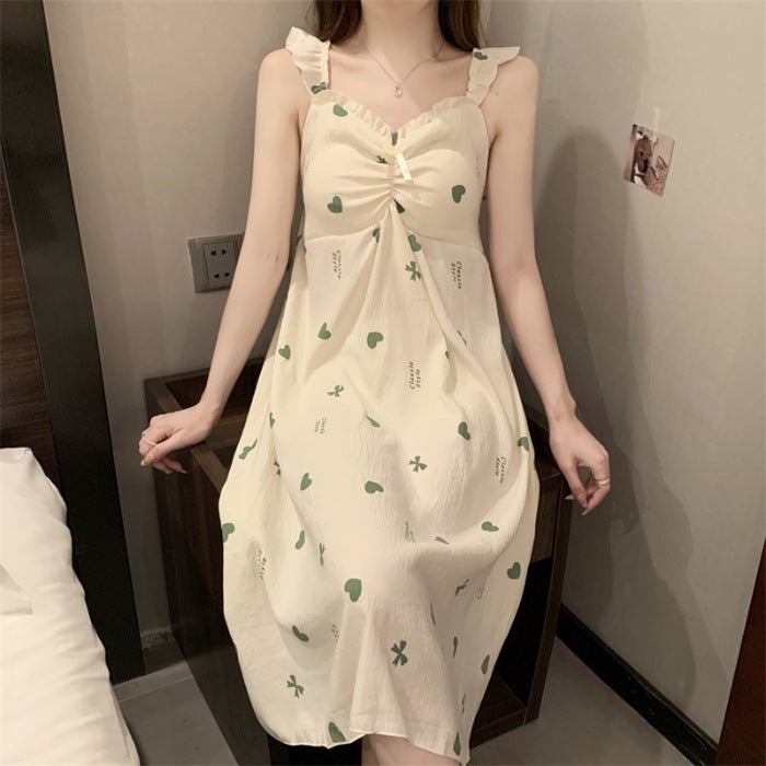 Summer Cotton Cloud Slip Dress with Built-in Bra R812#