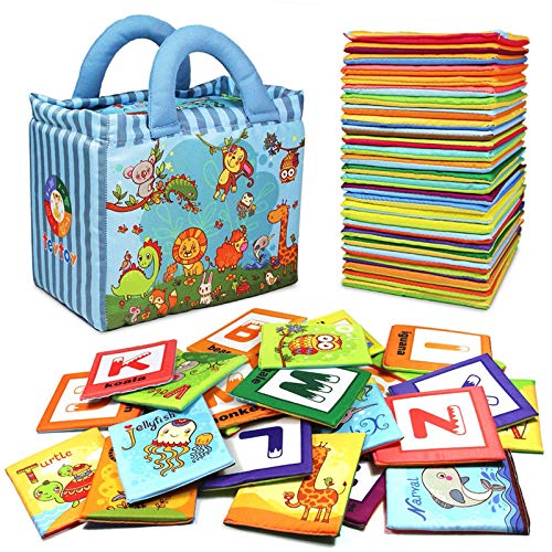 TEYTOY Baby Toy Zoo Series 26pcs Soft Alphabet Cards with Cloth Bag for Over 0 Years - Image 1