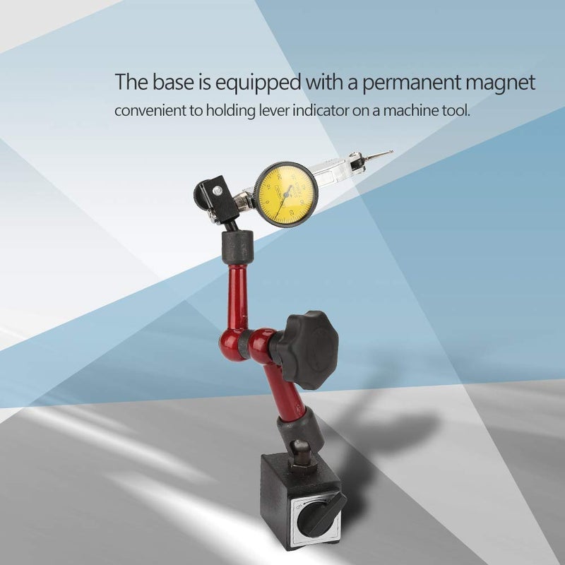 klarako Dial Indicator,Flexible Strong Magnetic Gauge Stand Base Holder + Lever Dial Test Indicator Gauge for Surface Measuring - Image 3