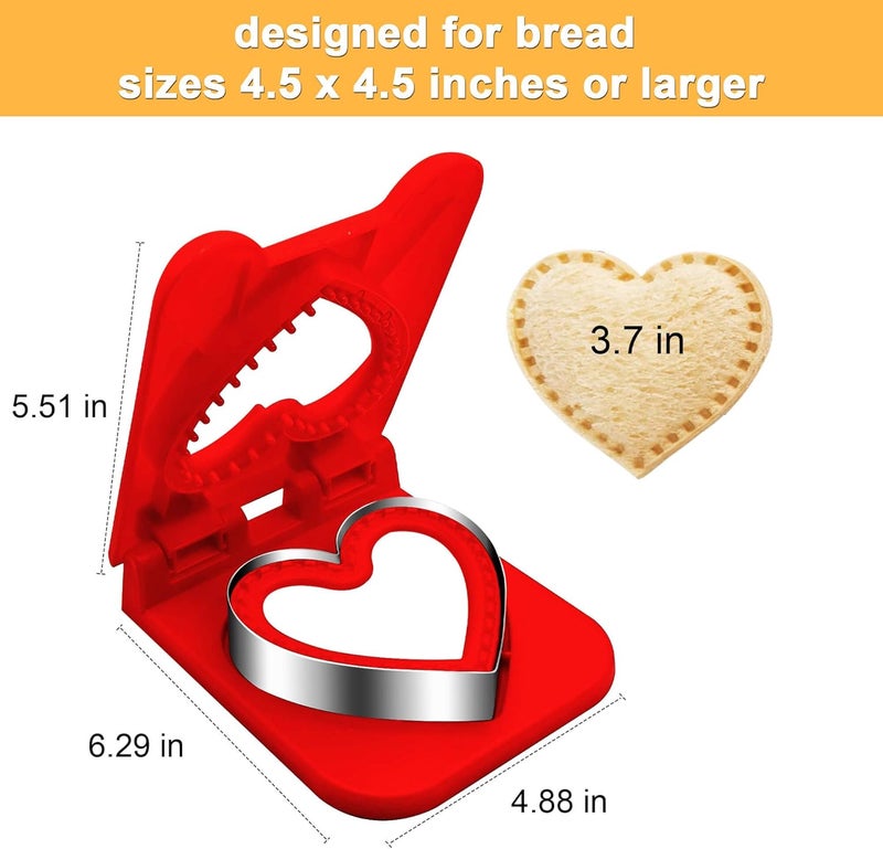 BaokiTook Heart Sandwich Cutter and Sealer,Sandwich Cutters for Kids Lunch,Crustless Sandwich Cutter,Cookie Cutter for Children Lunchbox and Bento Box (Red Heart) - Image 3