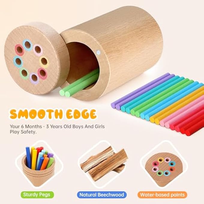 ألعاب مونتيسوري للأطفال بعمر 3 سنوات، ألعاب تعليمية خشبية للأطفال الصغار، فرز الألوان، أنشطة التعلم لرياض الأطفال، ألعاب حسية لتطوير المهارات الحركية الدقيقة للأطفال من 3-5 سنوات، هدايا عيد الميلاد للبنات والأولاد - Image 4