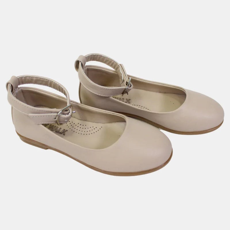 EASY Girls Beige Leather Shoes - Image 1