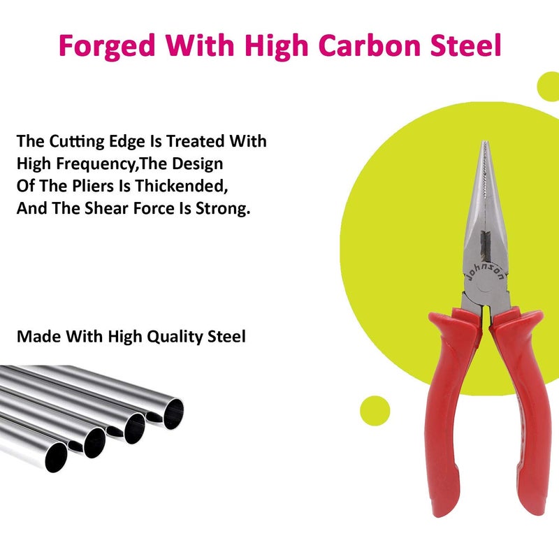 Suzec Johnson Long Nose Single Color Sleeve Side Cutting Plier Set Multicolour - Image 2