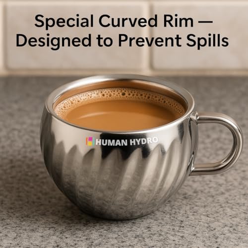 Human Hydro Stainless Steel Tea Cups Set | 12-Piece Lotus Pattern Steel Cups | 120 ml Each | Premium Rust-Free & Spill-Proof Design | Unbreakable & Dishwasher Safe Cups for Home & Gifting - Image 4