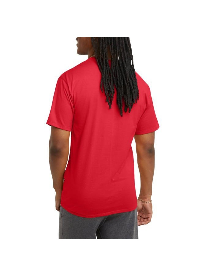 Champion Men's Classic Short Sleeve T-Shirt, Standard Fit, Midweight 100% Cotton, Available in Regular and Big & Tall, Scarlet, X-Large - Image 3