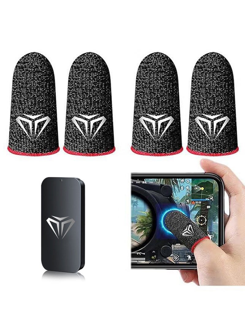 Super ZYouth - 2 Pairs Mobile Gaming Touch Screen Finger Cots Super Sensitive Touch Smooth Operation Absorbent Sweat-Absorbent Odorless Breathable Seamless Finger Cots Suitable for Pubg and many other games - Black box packaging - Image 1