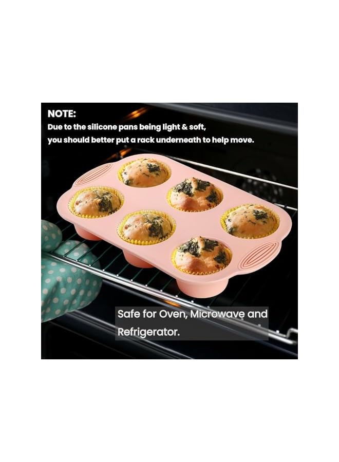 S-TOP Silicone Muffin Pan Pack of 3, Nonstick 6 Cavities Baking Tray For Cupcakes And Brownies, BPA-Free and Food-Safe Bakeware - Image 5