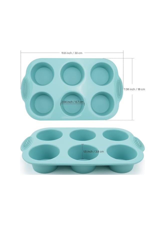 S-TOP Silicone Muffin Pan Pack of 3, Nonstick 6 Cavities Baking Tray For Cupcakes And Brownies, BPA-Free and Food-Safe Bakeware - Image 4