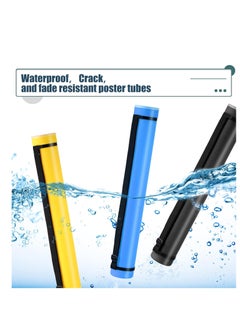 Mimorou 3 Pcs Extendable Poster Tubes Plastic Poster Document Storage Tube with Carrying Strap 24-40 Inch Expanding Blueprint Holder Telescoping Tube with Cap Waterproof Art Poster Tubes (Yellow, Blue, Black)  - Image 2