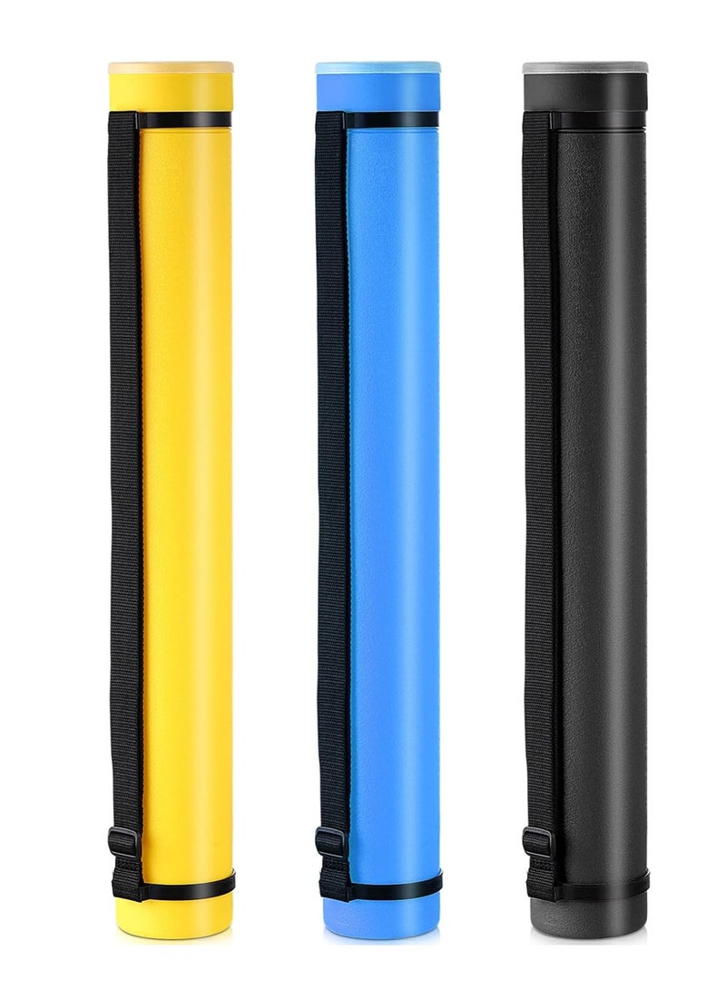 Mimorou 3 Pcs Extendable Poster Tubes Plastic Poster Document Storage Tube with Carrying Strap 24-40 Inch Expanding Blueprint Holder Telescoping Tube with Cap Waterproof Art Poster Tubes (Yellow, Blue, Black) - Image 1
