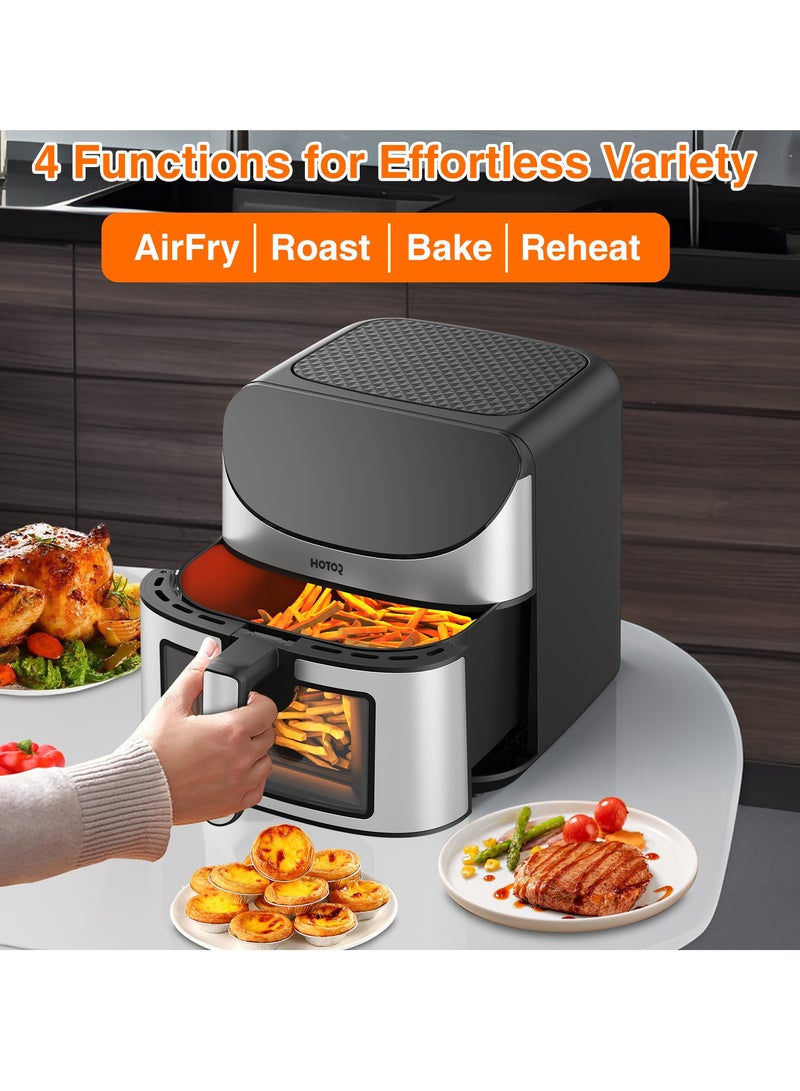 Best Smart Air Fryer 8L, Stainless Steel Non Stick Air Fryers with Clear Window and Internal Light, Hot Air Circulation Frying Grilling Fryer for Roast/Bake/ Dehydrate with Removable Basket Electron  - Image 3
