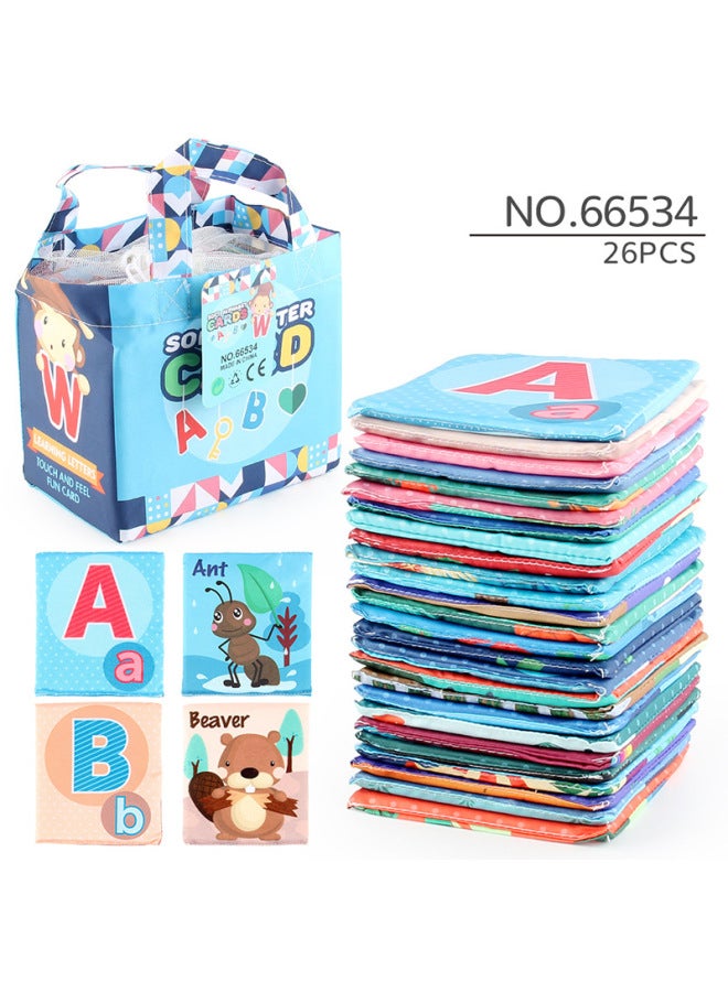 26pc Baby Soft Card Cloth Book Storage Bag Suit Letters Animal Tear-proof Cloth Book Early Education Toys-Color:26PCs Cloth Book + Storage 175.2G Volume Weight 0.35kg Bag  - Image 1