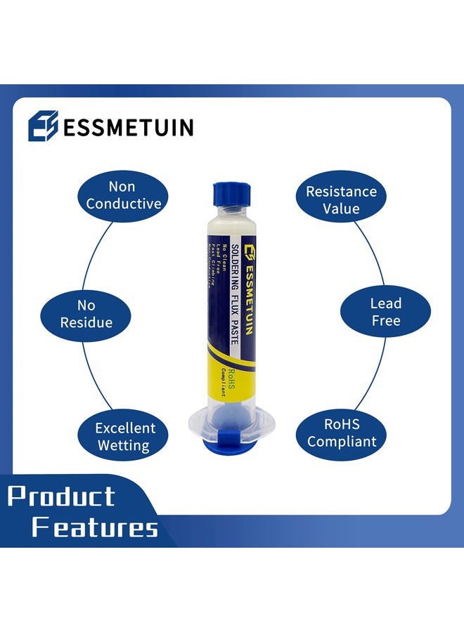 Essmetuin Sn42/Bi58 Lead Free Solder Paste (30g) & No Clean Soldering Flux(10cc) & Soler Wick for Electronic Soldering, SMD/SMT Remove - Image 3
