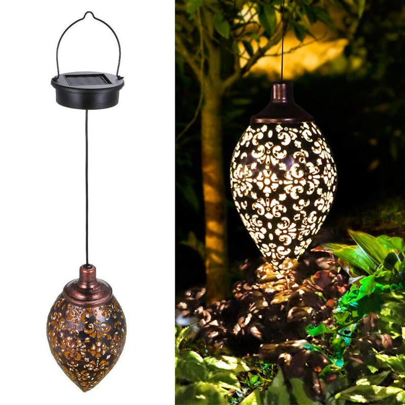 Outdoor Hollow Iron Solar Light for Garden Balcony Landscape and Wall Hanging Water Drop Lamp - Image 2