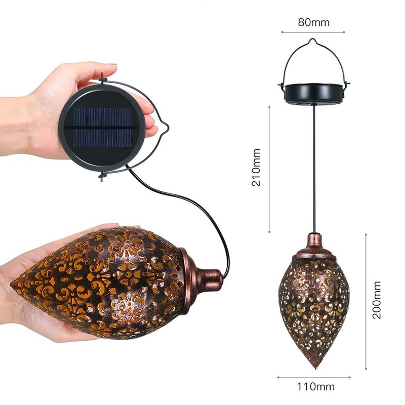 Outdoor Hollow Iron Solar Light for Garden Balcony Landscape and Wall Hanging Water Drop Lamp - Image 1