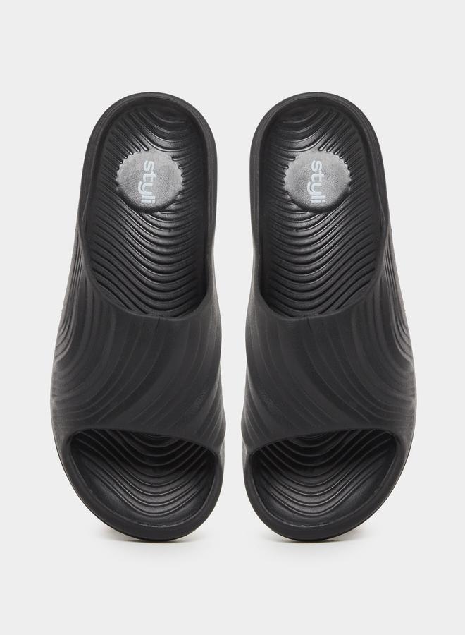 Styli Styli Abstract Textured Open Toe Slip-On Slides  - Image 5