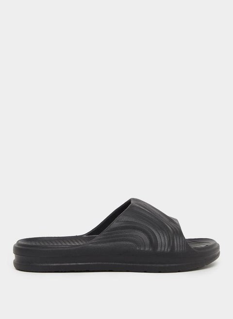 Styli Abstract Textured Open Toe Slip-On Slides