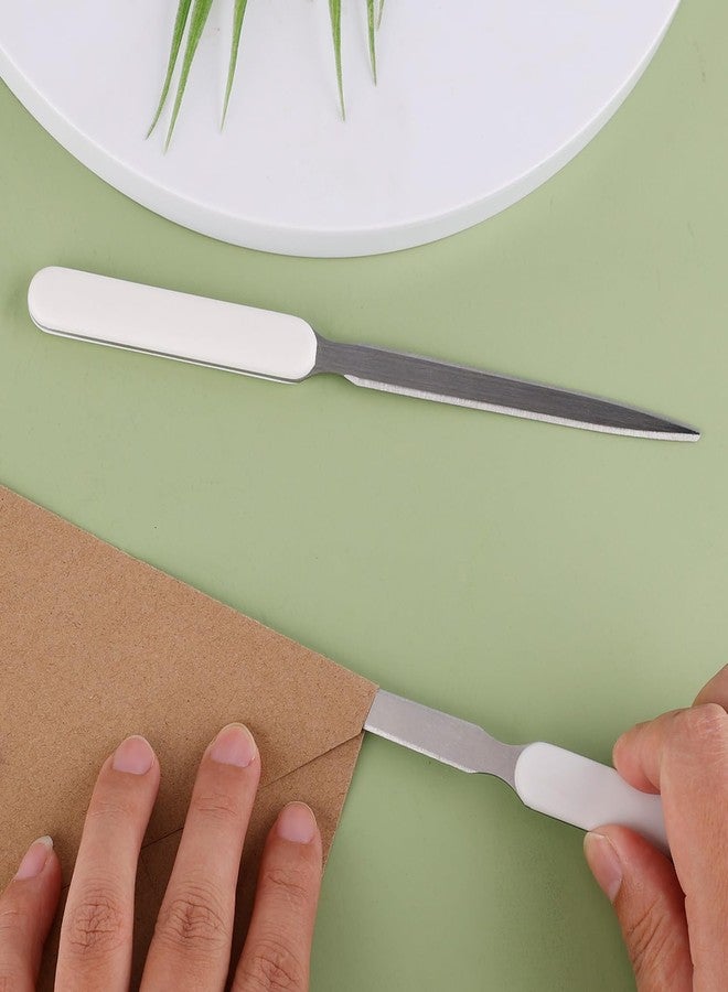 XIHIRCD مجموعة فتاحات الرسائل من الفولاذ المقاوم للصدأ من XIHIRCD، 4 قطع، أداة خفيفة الوزن لفتح الأظرف والبريد، أداة محمولة لفتح الطرود والصناديق والحقائب واللوازم المكتبية والمنزلية والمدرسية (أبيض) - Image 5