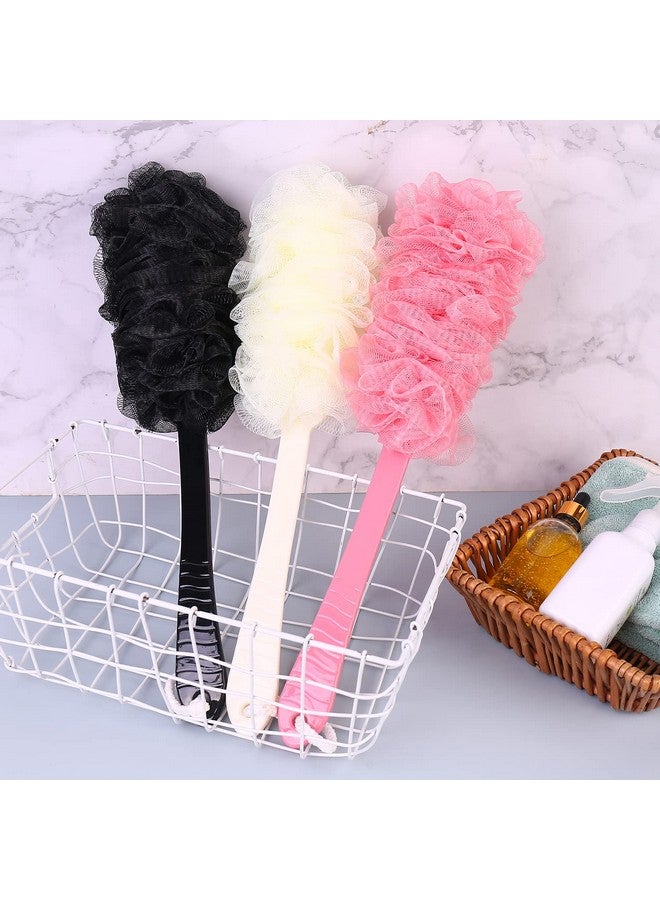 LZCNM Back Scrubber Brush Long Handle For Shower Loofah On A Stick Sponge Back Brush Body Exfoliator Scrubber Bath Brush For Men Women Exfoliating Cleaning Back Scrubber For Elderly (2 Packblack+Purple) - Image 4