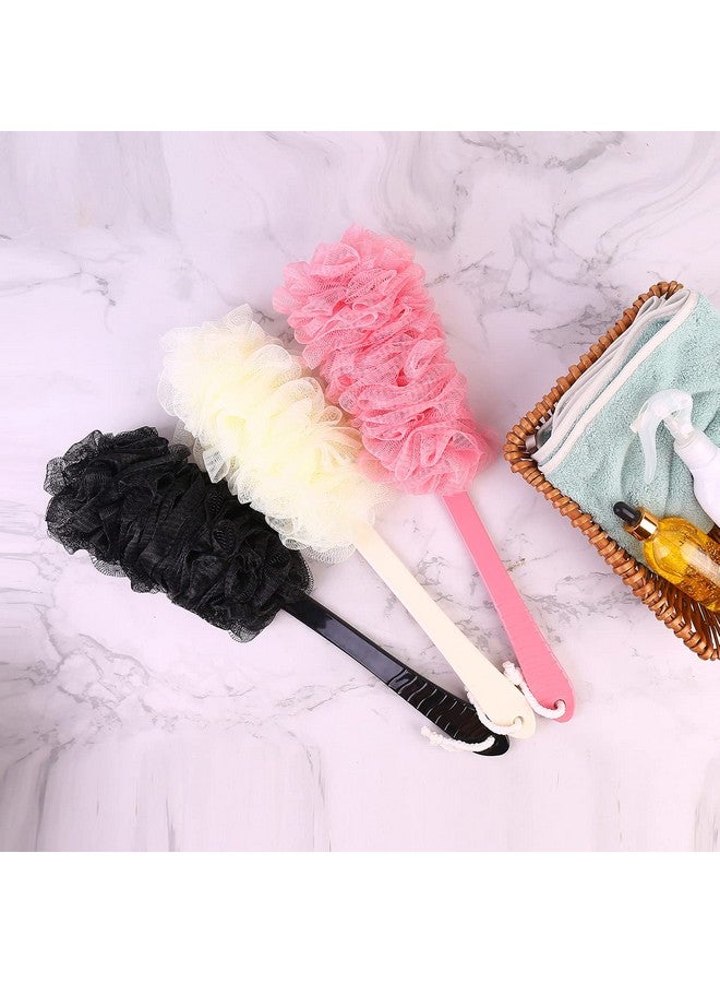 LZCNM Back Scrubber Brush Long Handle For Shower Loofah On A Stick Sponge Back Brush Body Exfoliator Scrubber Bath Brush For Men Women Exfoliating Cleaning Back Scrubber For Elderly (2 Packblack+Purple) - Image 5