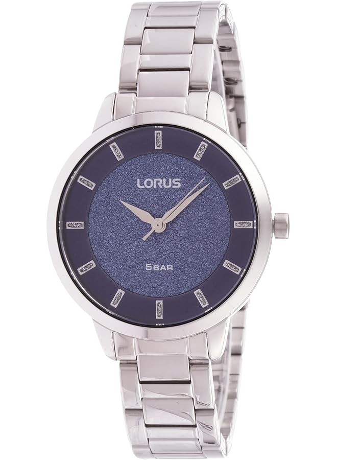 لوراس ساعة كوارتز تناظرية من الفولاذ المقاوم للصدأ بمينا أزرق داكن للنساء RG293SX9 - Image 1