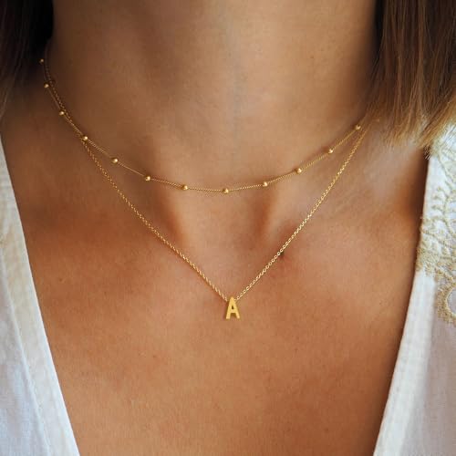 BAYLAY R Initial Necklaces for Women - 18K Gold Filled Initial Necklace Dainty Letter Monogram Name Jewelry Necklace for Women - Image 2