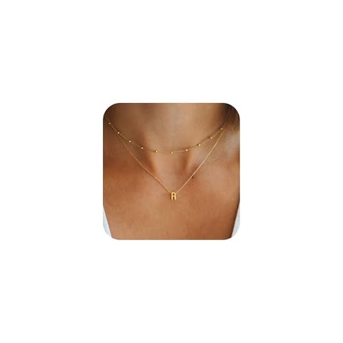 BAYLAY R Initial Necklaces for Women - 18K Gold Filled Initial Necklace Dainty Letter Monogram Name Jewelry Necklace for Women - Image 1