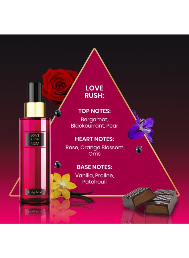 Aoura London Collection Set Womens Body Mist Gift Set With Midnight Passion Love Rush Pretty Woman And Paradise Bliss Fragrance Spray Set (4X60Ml) image 2