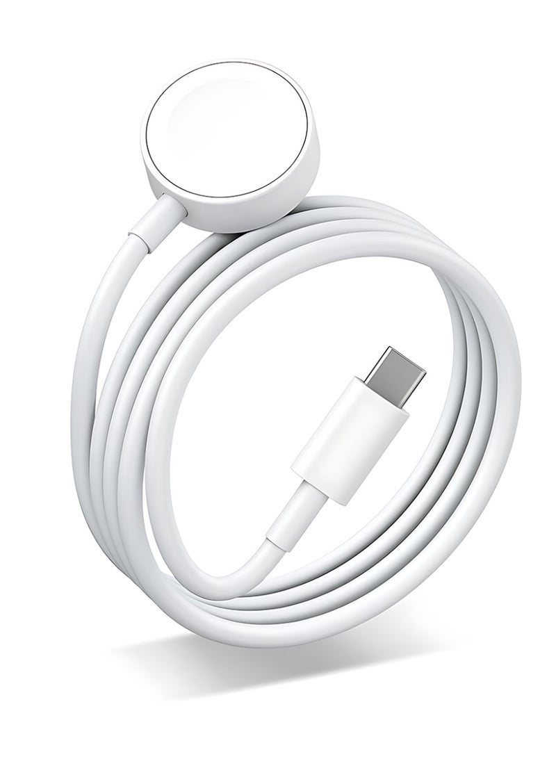 CLAVON كابل شاحن ساعة USB C سريع الشحن متوافق مع ساعة آبل، كابل شحن ساعة مغناطيسي متوافق مع سلسلة الساعات 9/8/7/ألترا/ألترا2/SE2/6/5/4/3/2/1/SE1، كابل نوع C، 1م - Image 1