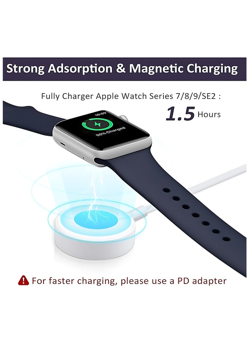 CLAVON كابل شاحن ساعة USB C سريع الشحن متوافق مع ساعة آبل، كابل شحن ساعة مغناطيسي متوافق مع سلسلة الساعات 9/8/7/ألترا/ألترا2/SE2/6/5/4/3/2/1/SE1، كابل نوع C، 1م - Image 5