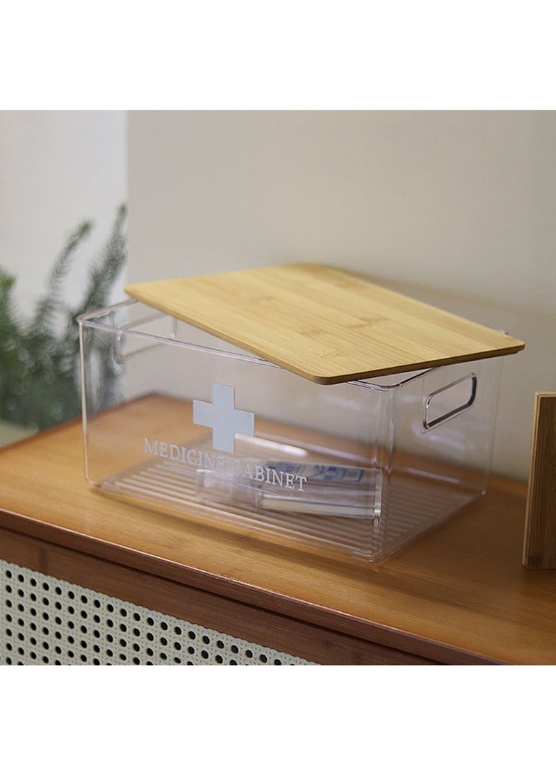 Home Medicine Box Transparent  with Bamboo Lid - Image 3